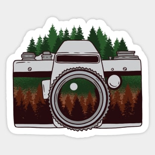 Vintage Forest Camera Illustration Sticker